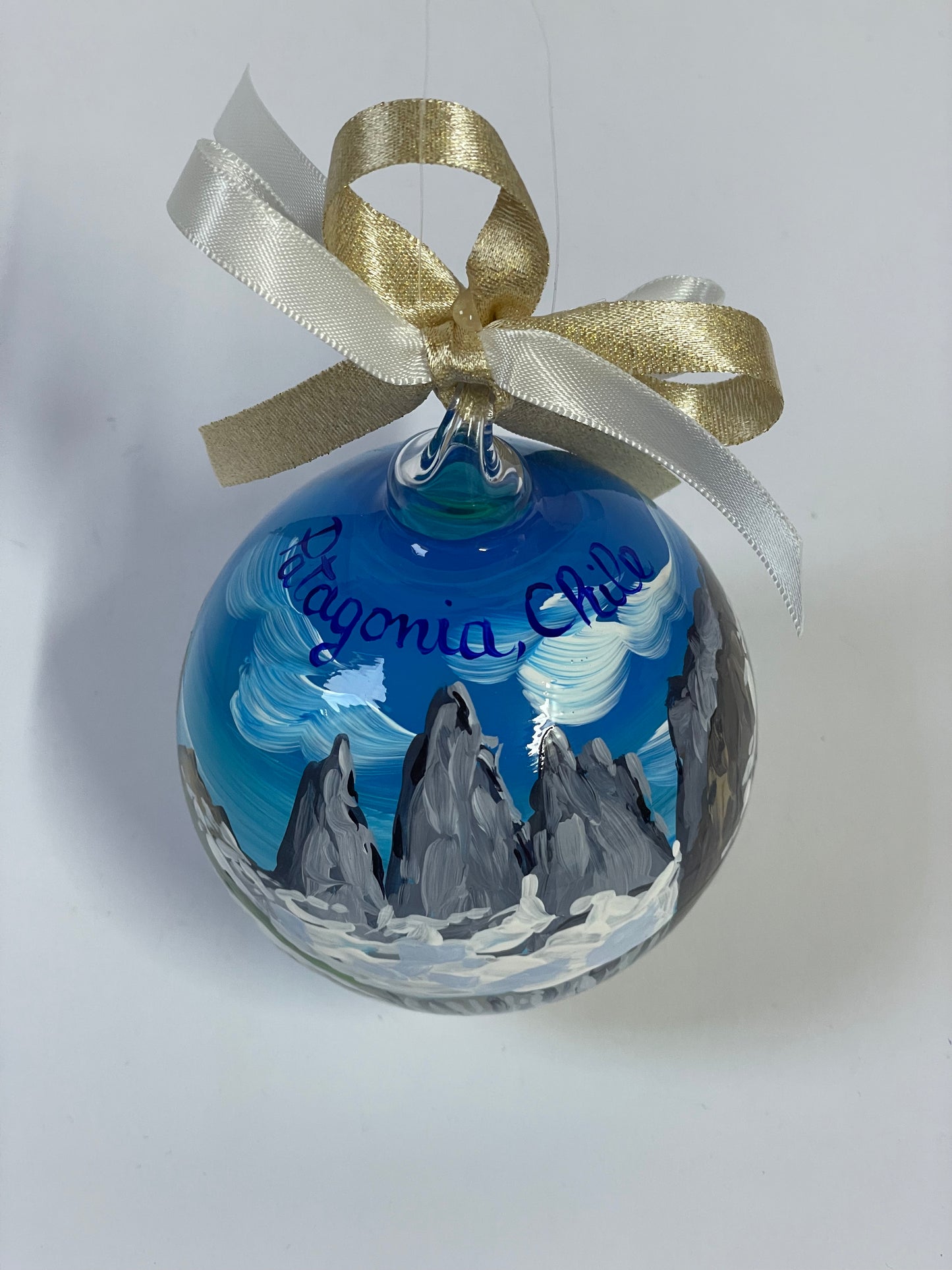 Patagonia, Chile – Hand-Painted Glass Ornament | South America Souvenir