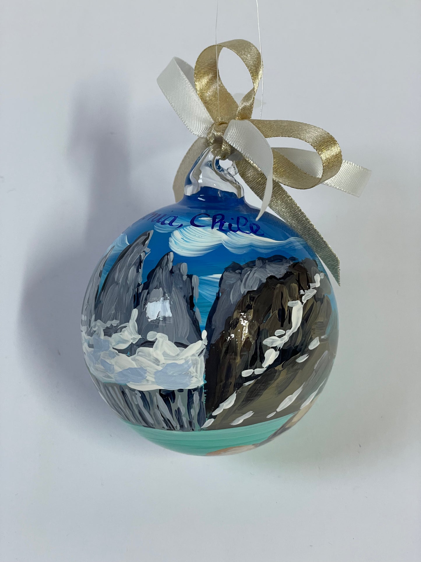 Patagonia, Chile – Hand-Painted Glass Ornament | South America Souvenir