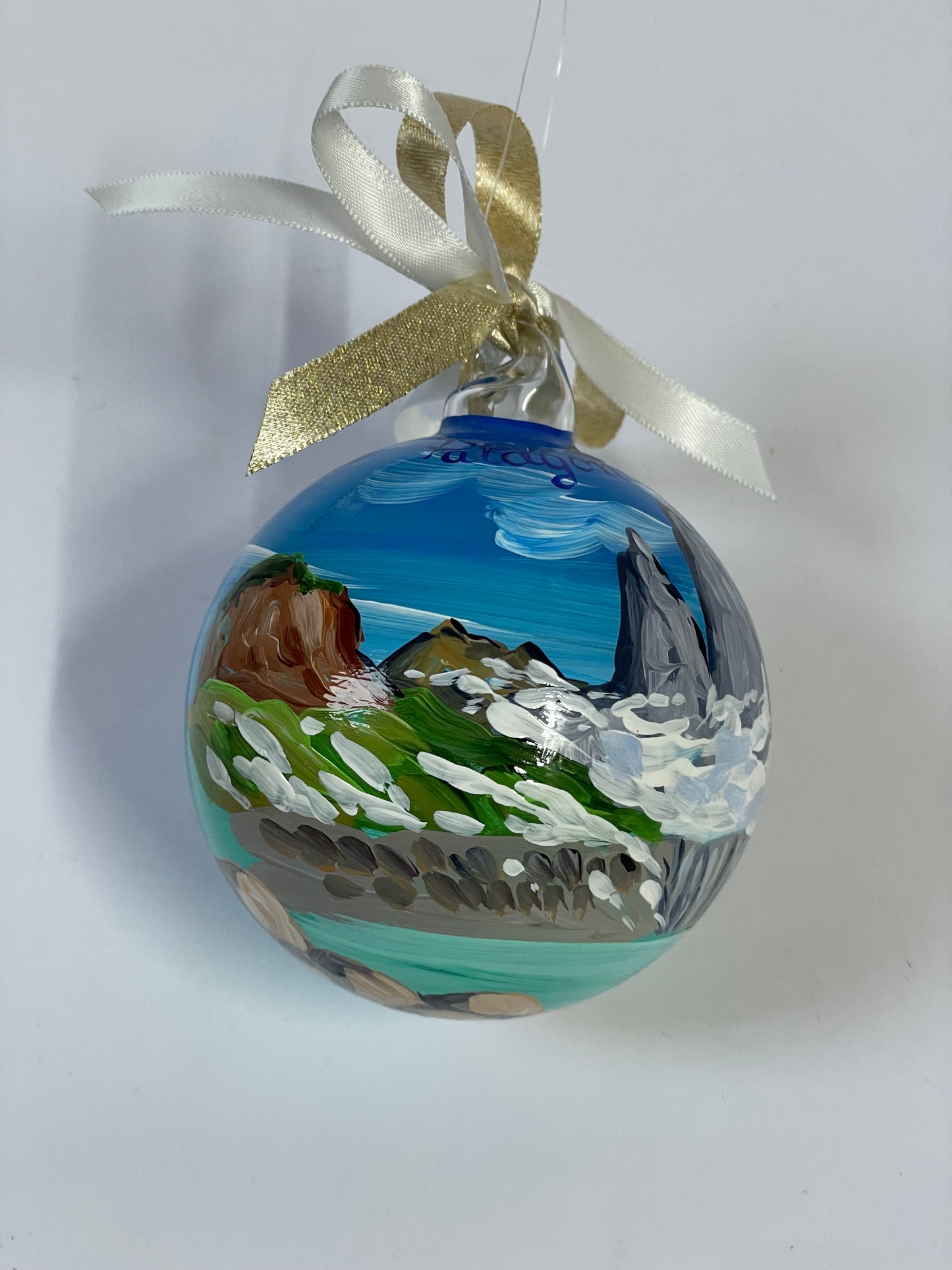 Patagonia, Chile – Hand-Painted Glass Ornament | South America Souvenir