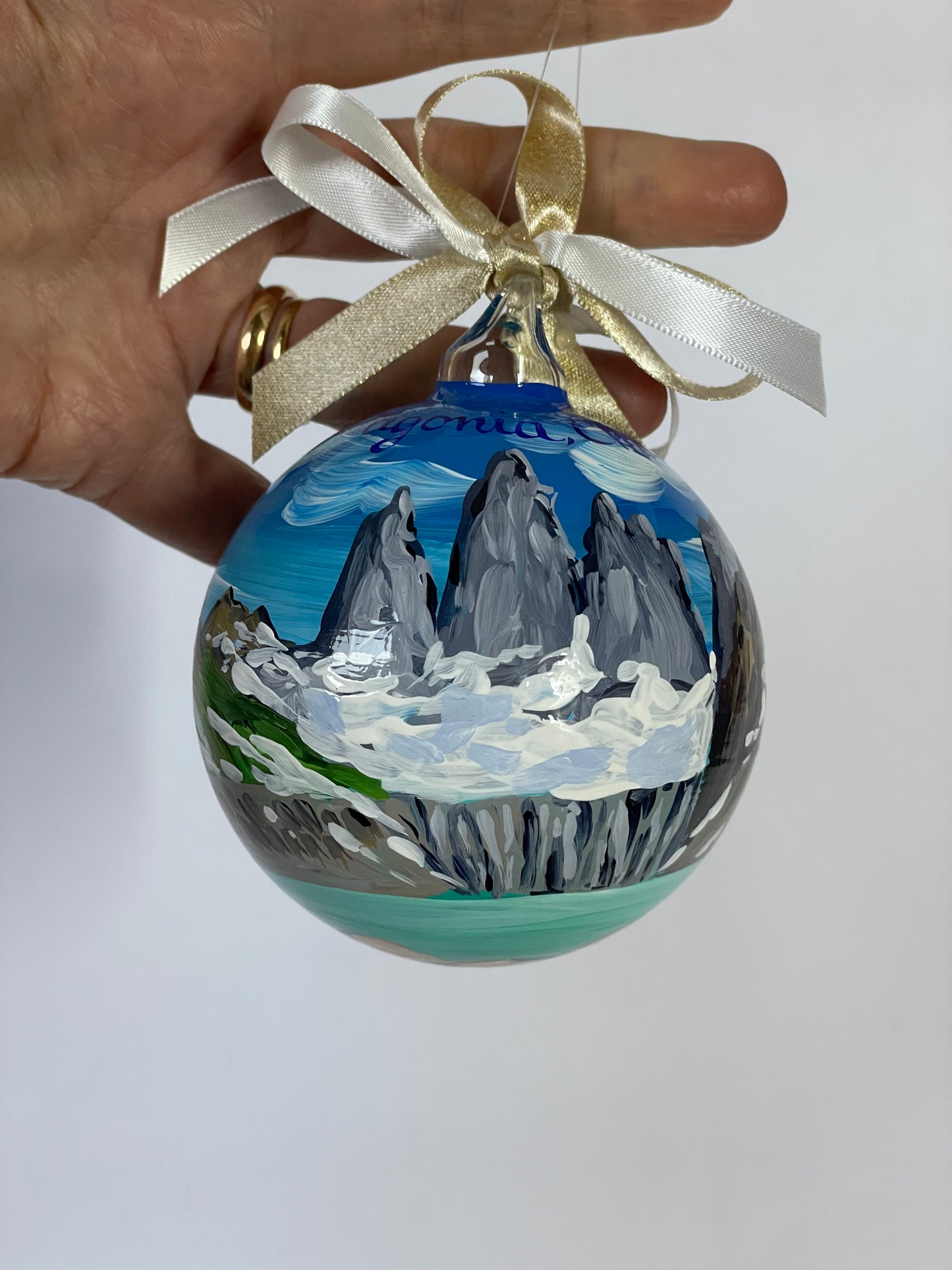 Patagonia, Chile – Hand-Painted Glass Ornament | South America Souvenir