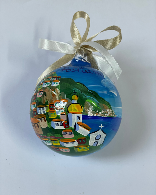 Positano, Costiera Amalfitana – Ornamento in Vetro Dipinto a Mano | Souvenir Campania