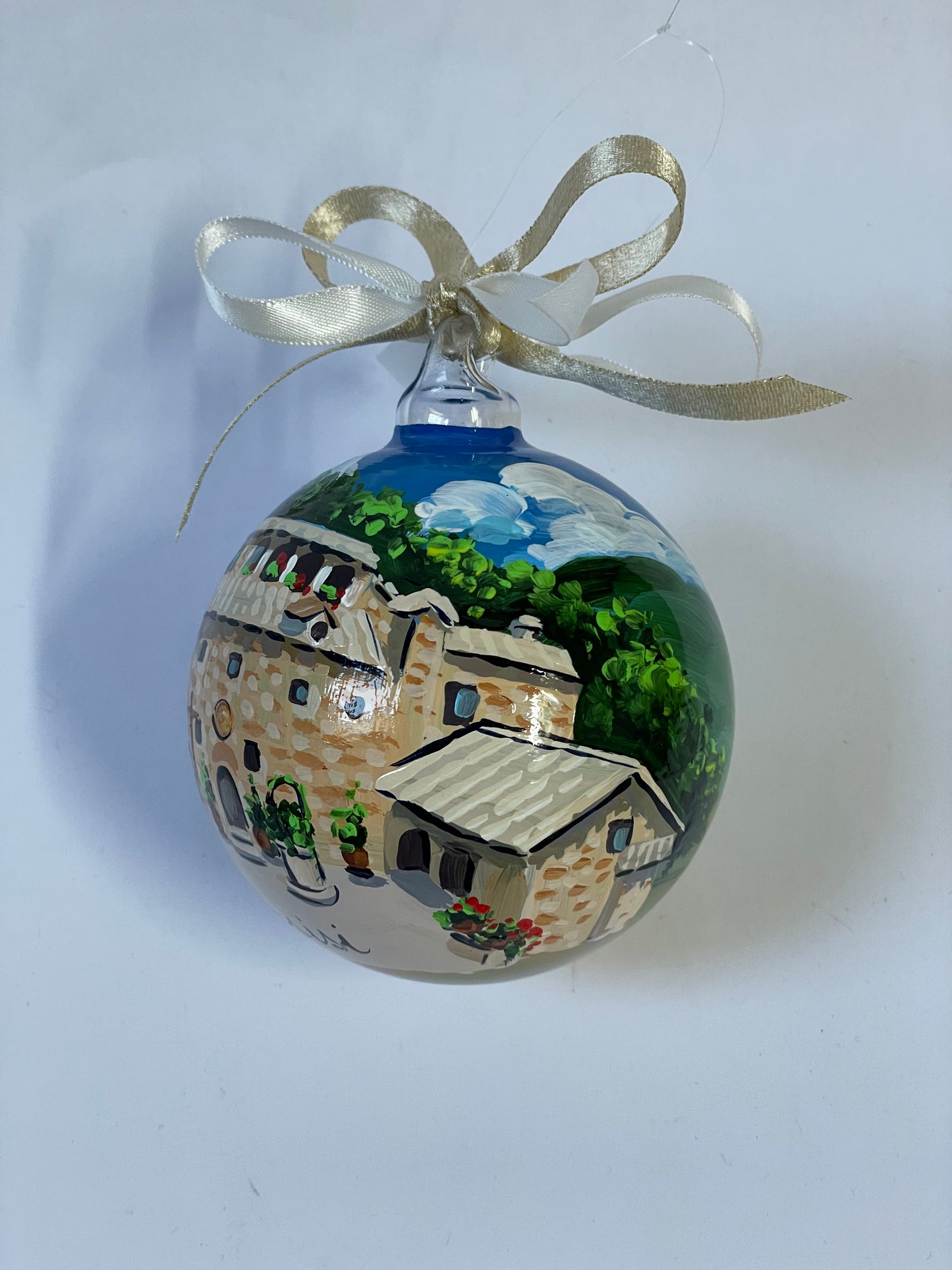 Assisi, Eremo delle Carceri – Ornamento in Vetro Dipinto a Mano | Souvenir Umbria