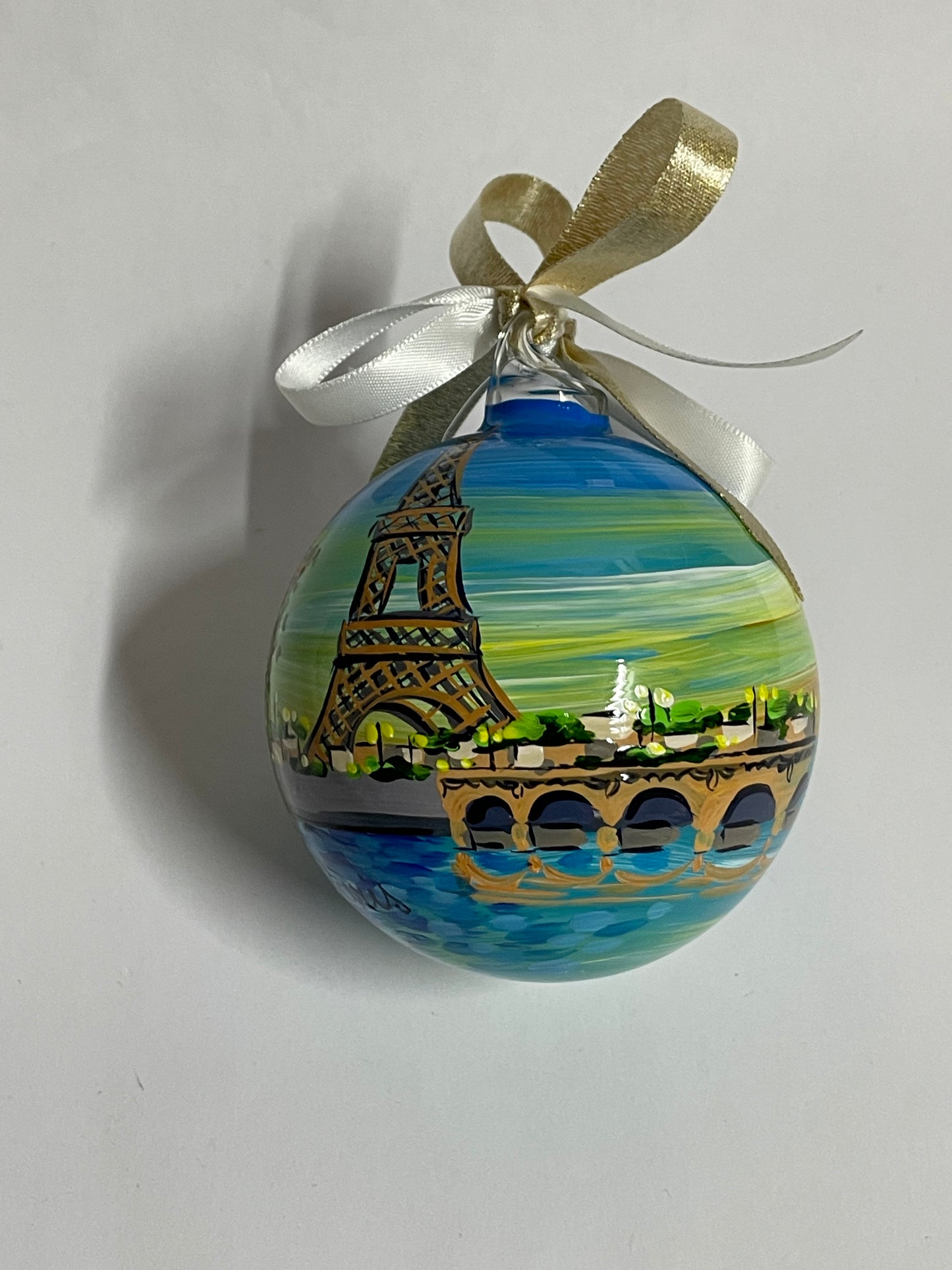 Paris, Eiffel Tower – Hand-Painted Glass Ornament | France Souvenir