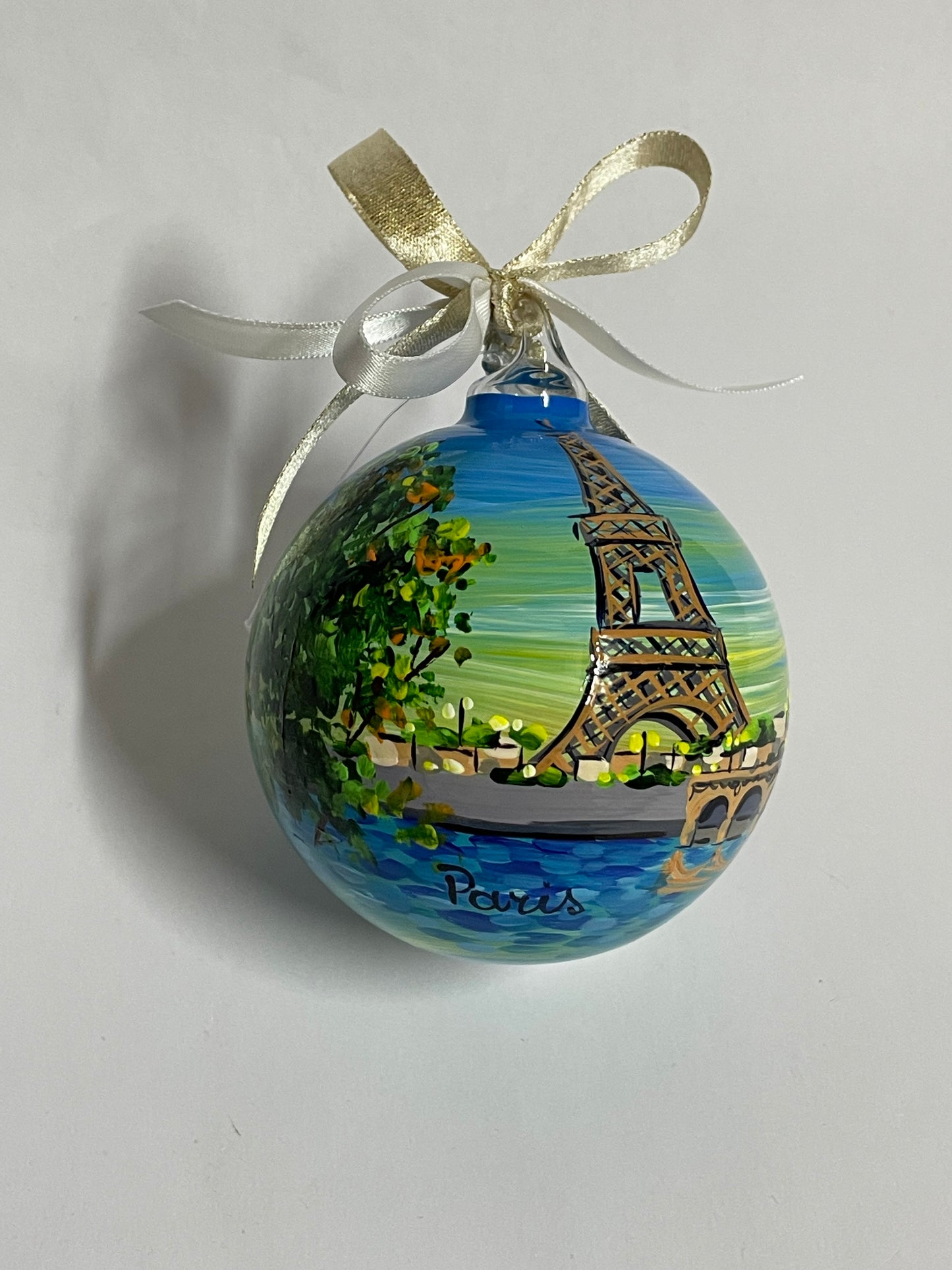 Paris, Eiffel Tower – Hand-Painted Glass Ornament | France Souvenir
