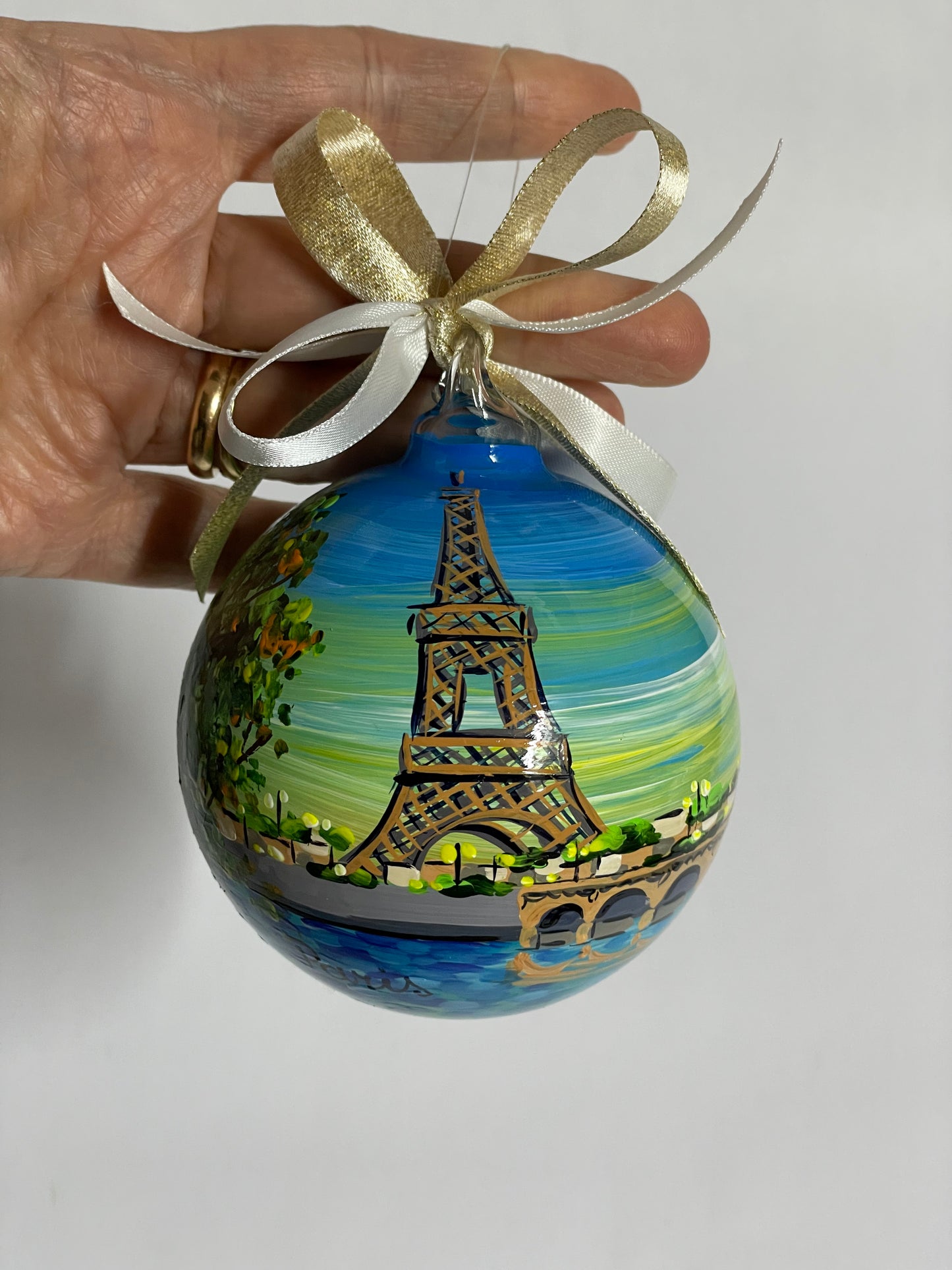 Paris, Eiffel Tower – Hand-Painted Glass Ornament | France Souvenir