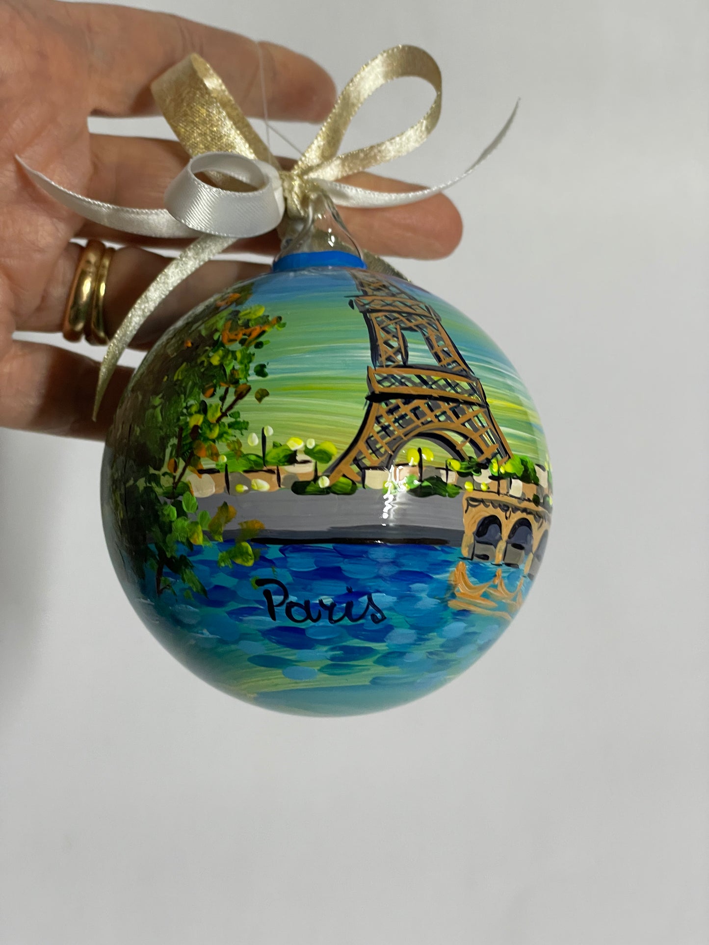 Paris, Eiffel Tower – Hand-Painted Glass Ornament | France Souvenir