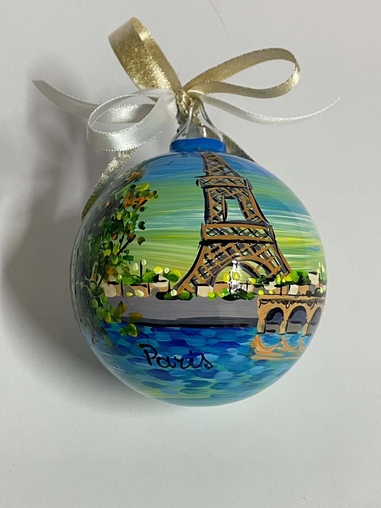 Paris, Eiffel Tower – Hand-Painted Glass Ornament | France Souvenir