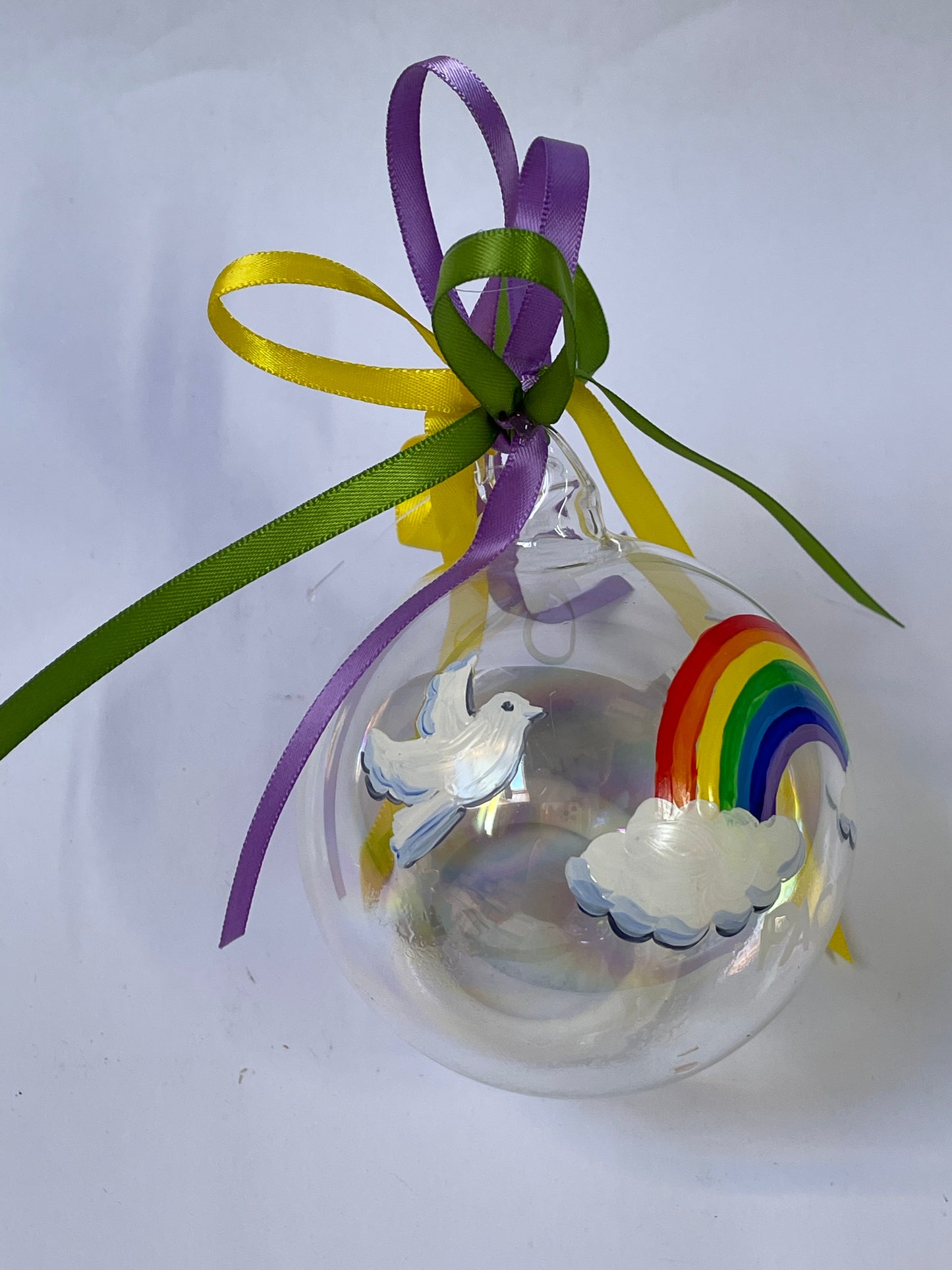 Arcobaleno della Pace – Ornamento in Vetro Dipinto a Mano | Regalo Significativo