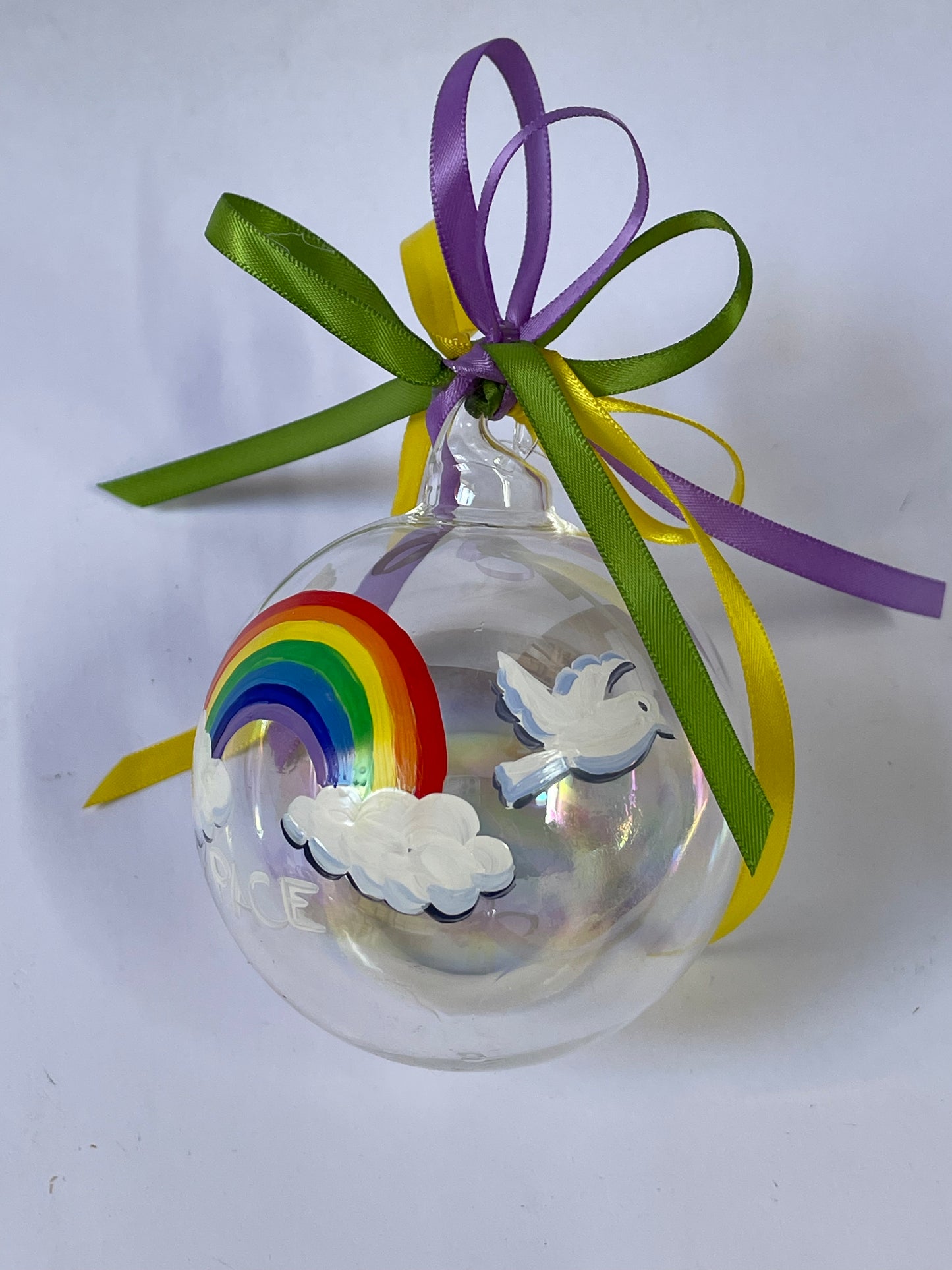 Arcobaleno della Pace – Ornamento in Vetro Dipinto a Mano | Regalo Significativo