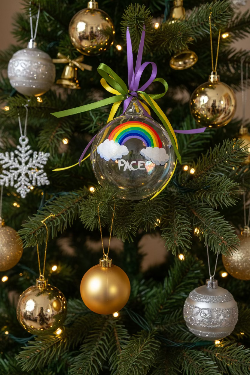 Arcobaleno della Pace – Ornamento in Vetro Dipinto a Mano | Regalo Significativo