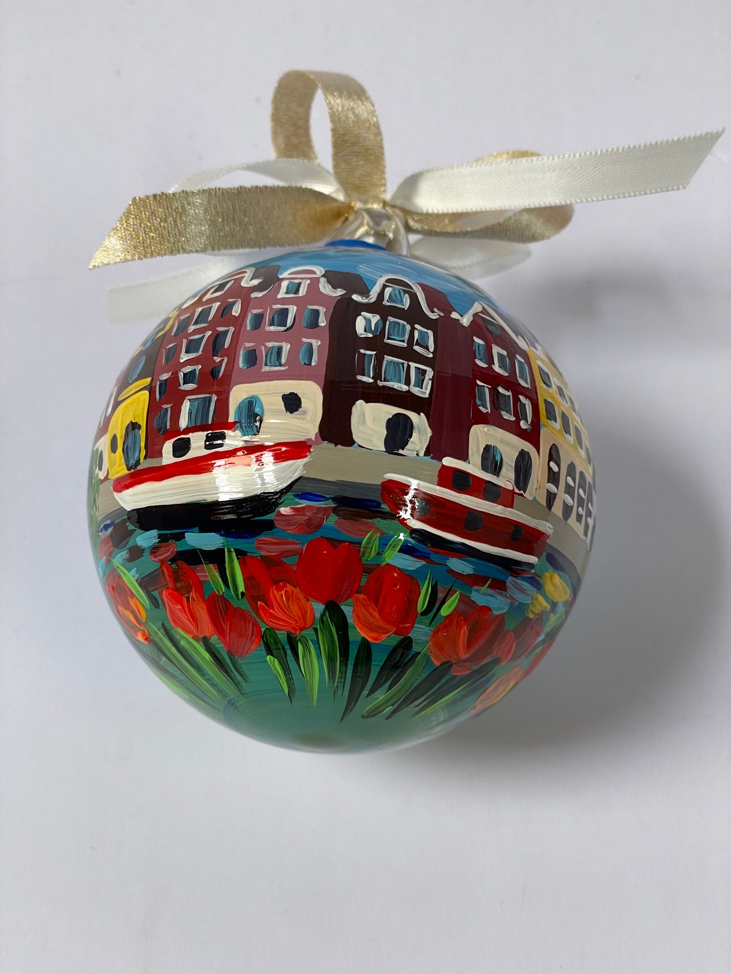 Amsterdam, Olanda – Ornamento in Vetro Dipinto a Mano | Souvenir Paesi Bassi