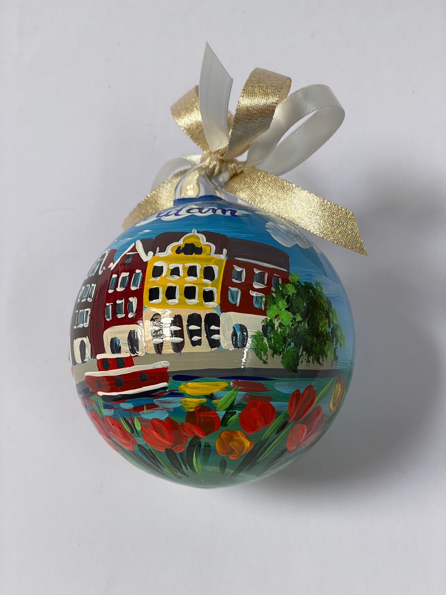Amsterdam, Olanda – Ornamento in Vetro Dipinto a Mano | Souvenir Paesi Bassi