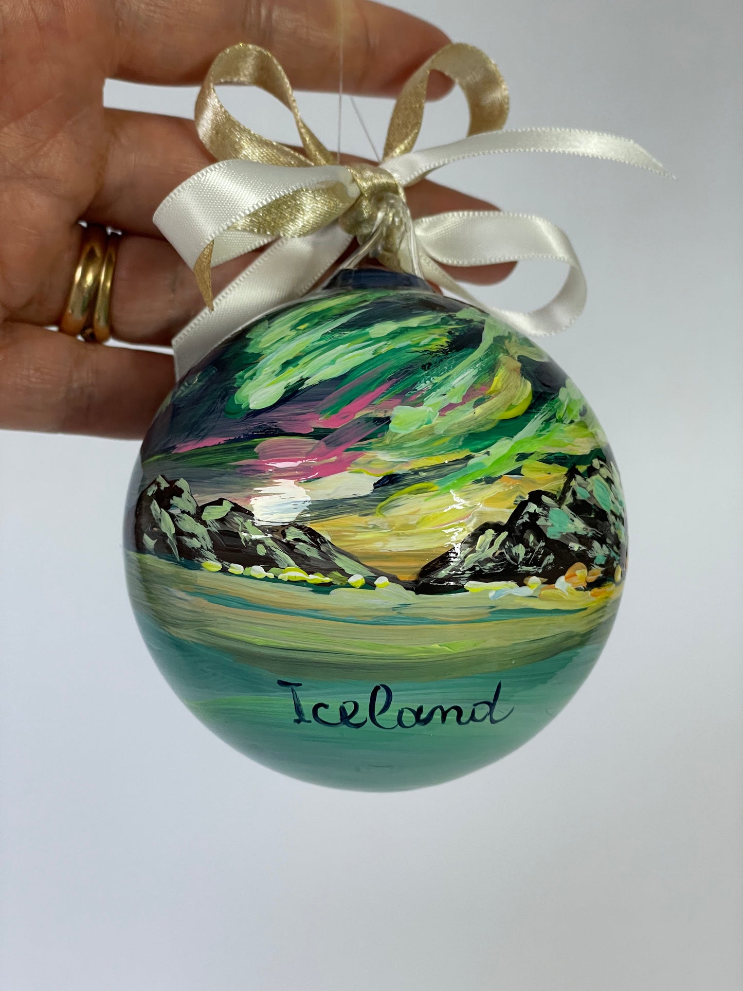 Iceland hand painted ornament