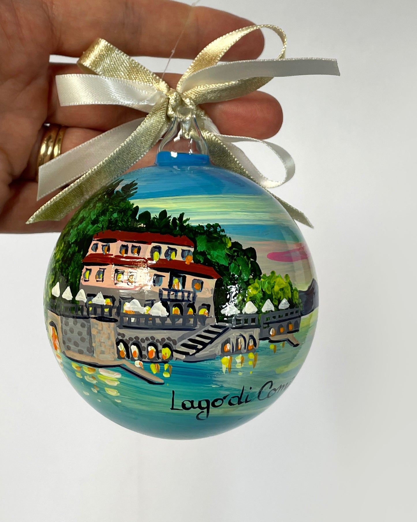 Lago di Como ornament hand painted 