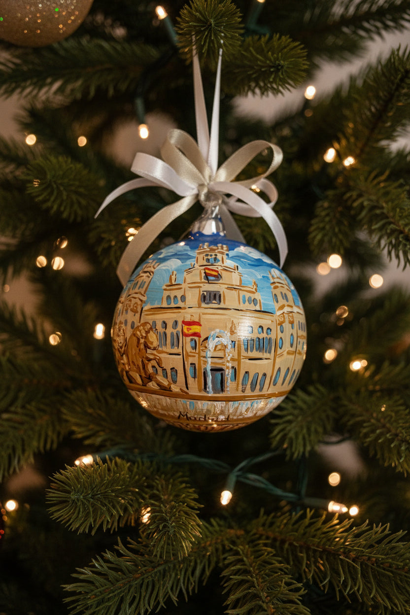 Madrid palla di Natale dipinta a mano