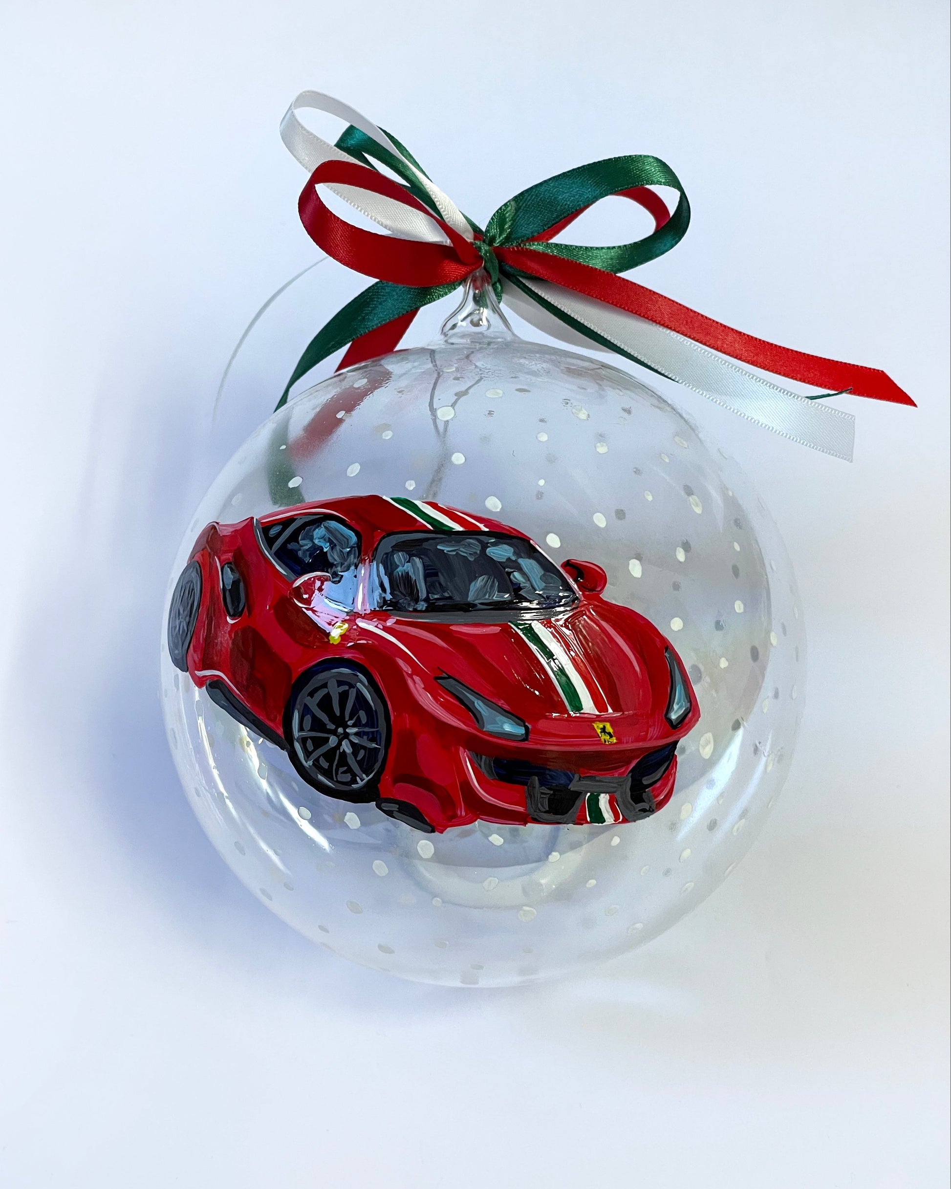 ritratto della tua auto sportiva su ornamento natalizio 