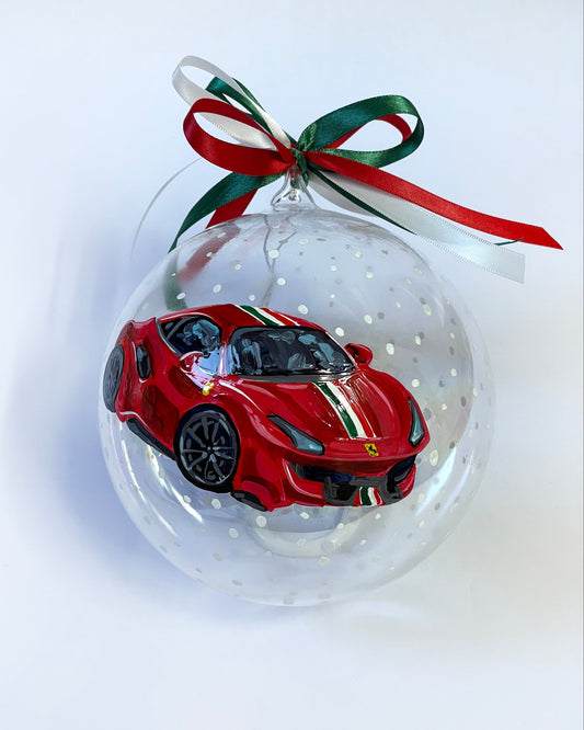 ritratto della tua auto sportiva su ornamento natalizio 