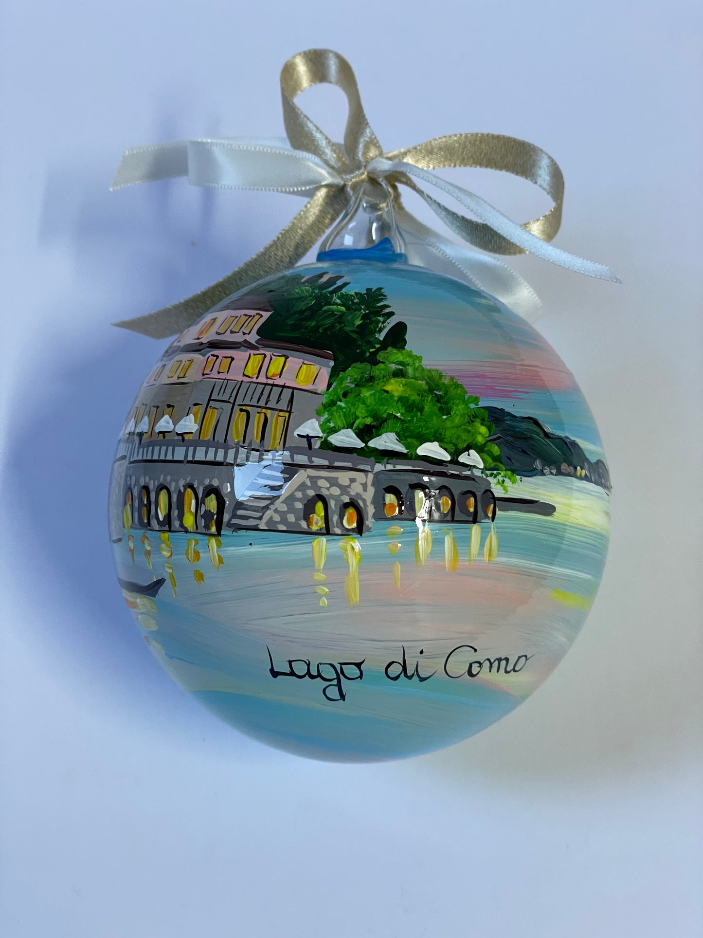 lago di Como dipinto a mano