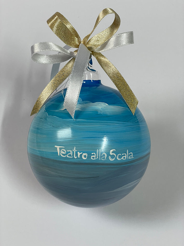 Pallina di Natale dipinta a mano con il teatro alla Scala di Milano, oggetto artistico e artigianale
