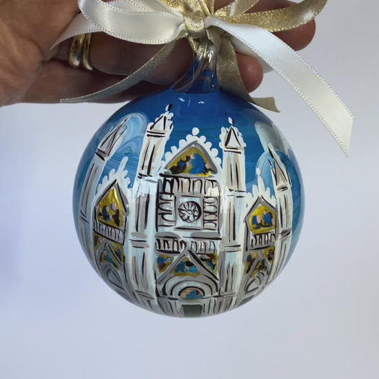 ornamento di Orvieto dipinto su vetro raffigurante il Duomo