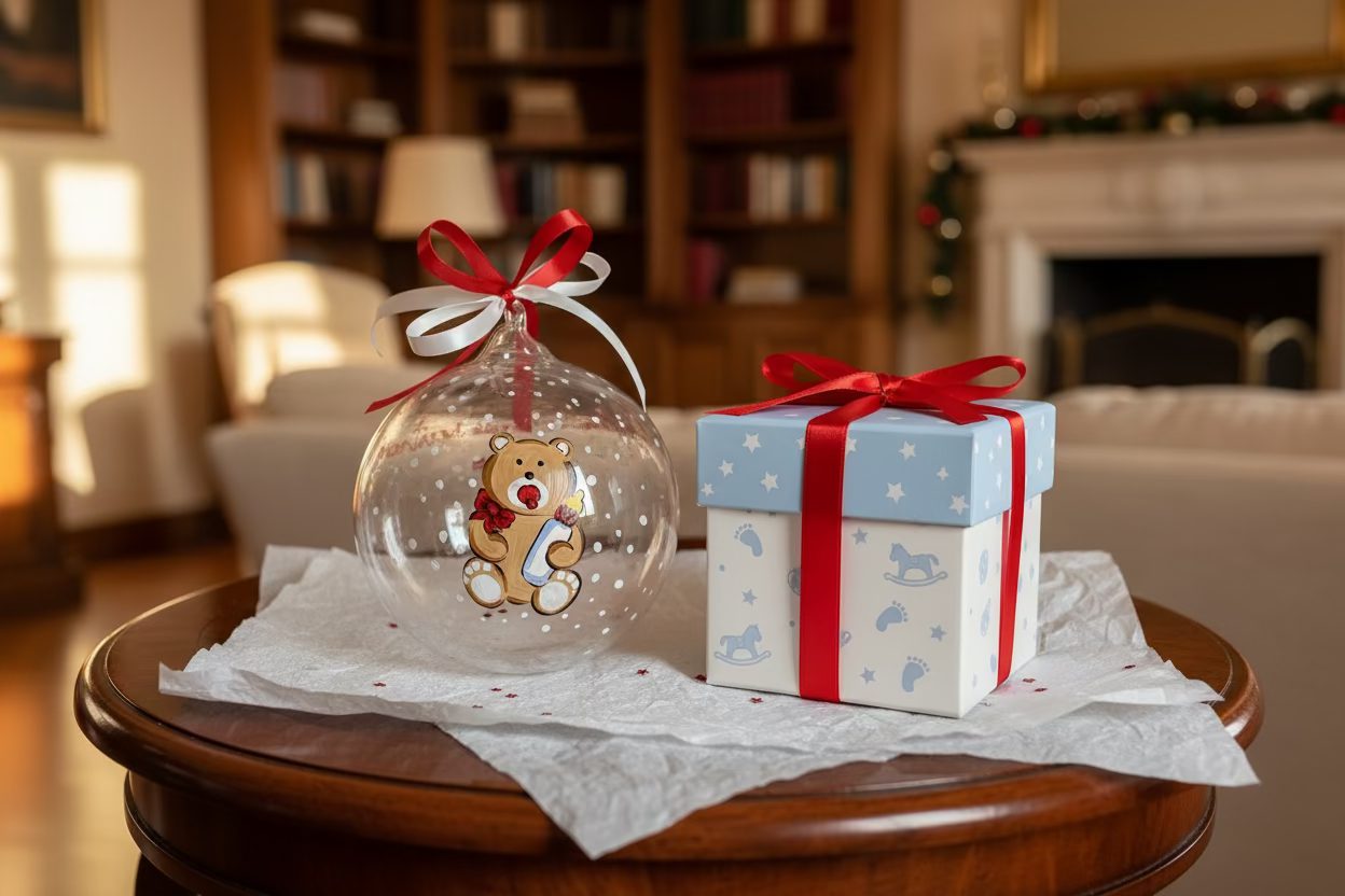 pallina presentata come regalo nascita
